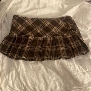 brown plaid mini skirt
